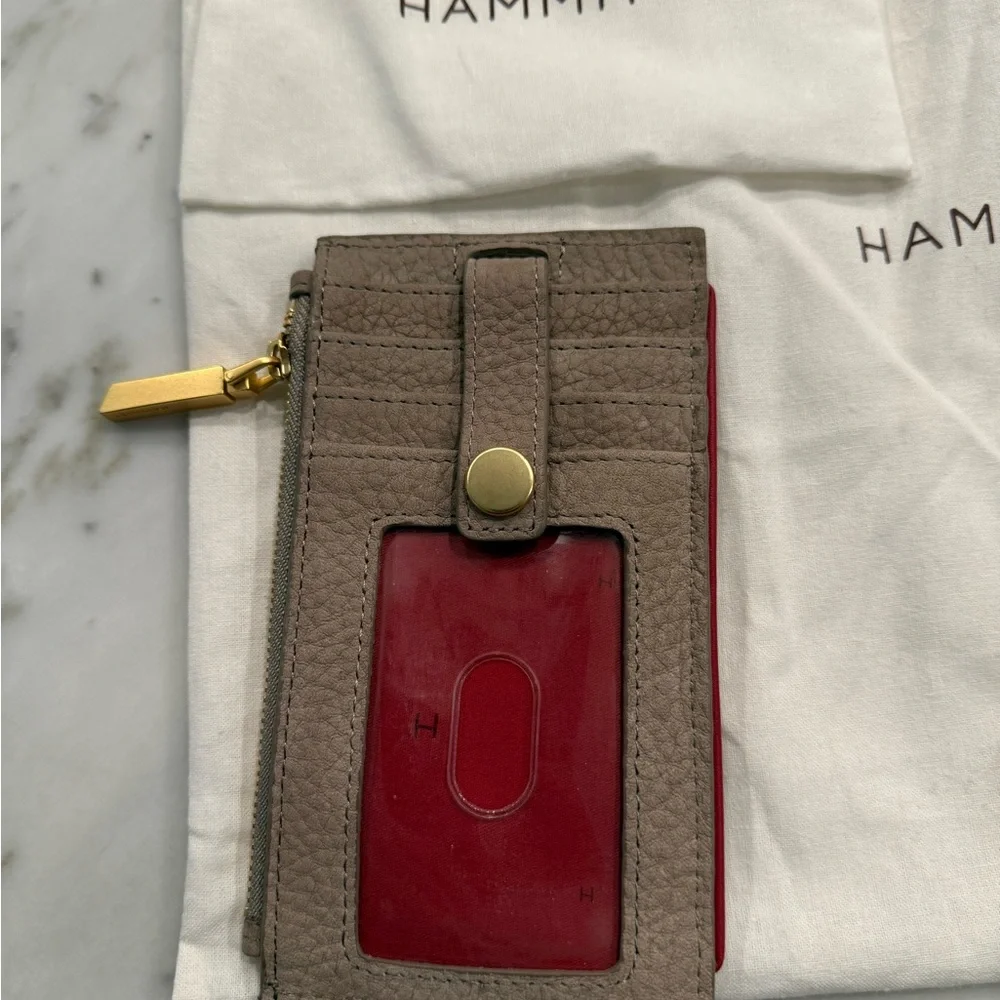 Hammitt Nubuck brushed suede Taupe crossbody and slip Wallet with Gold Accents - Picture 2 of 15